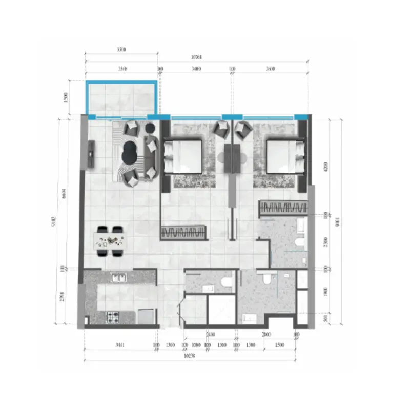 2 bedroom floor plan