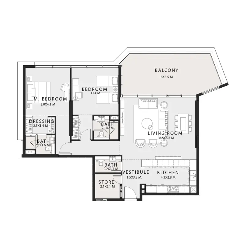2 bedroom floor plan