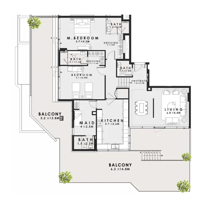 2 bedroom floor plan