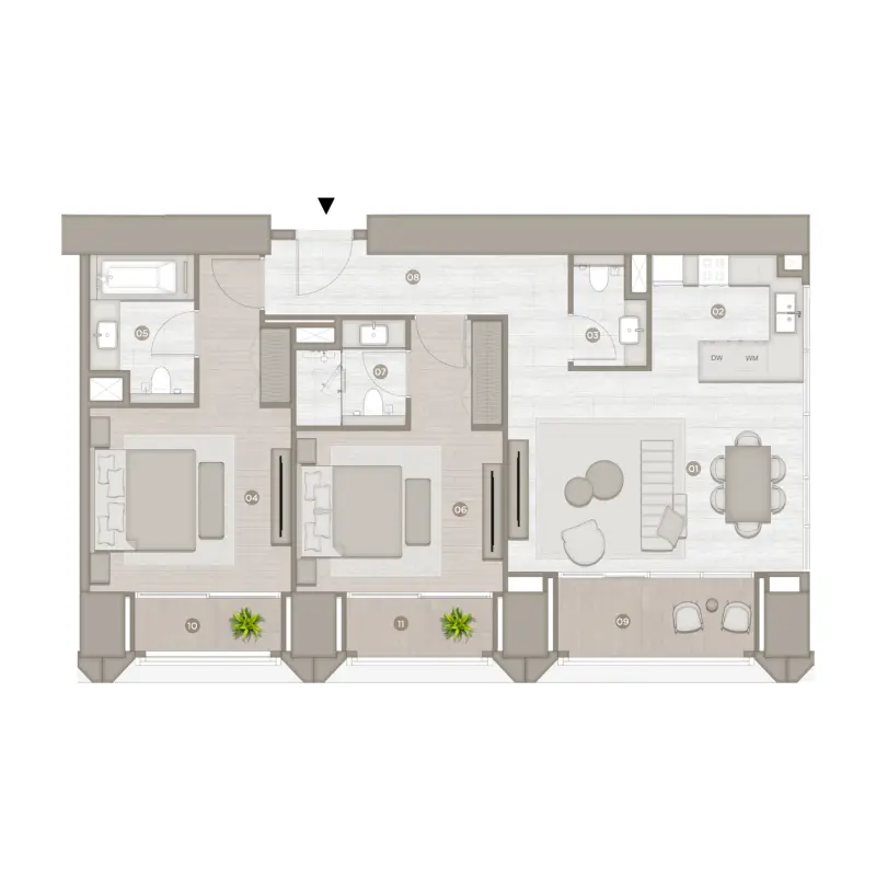2 bedroom floor plan