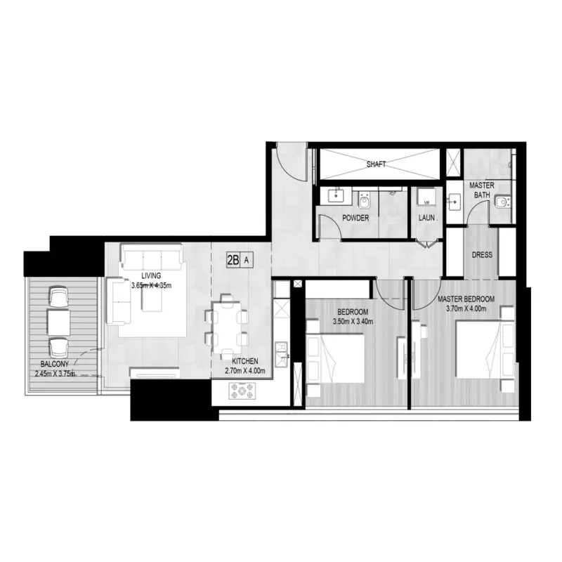2 bedroom floor plan