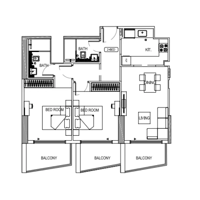 2 bedroom floor plan