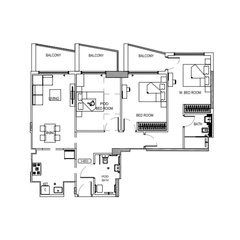 3 bedroom floor plan
