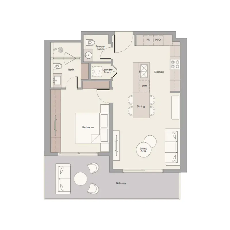 1 bedroom floor plan