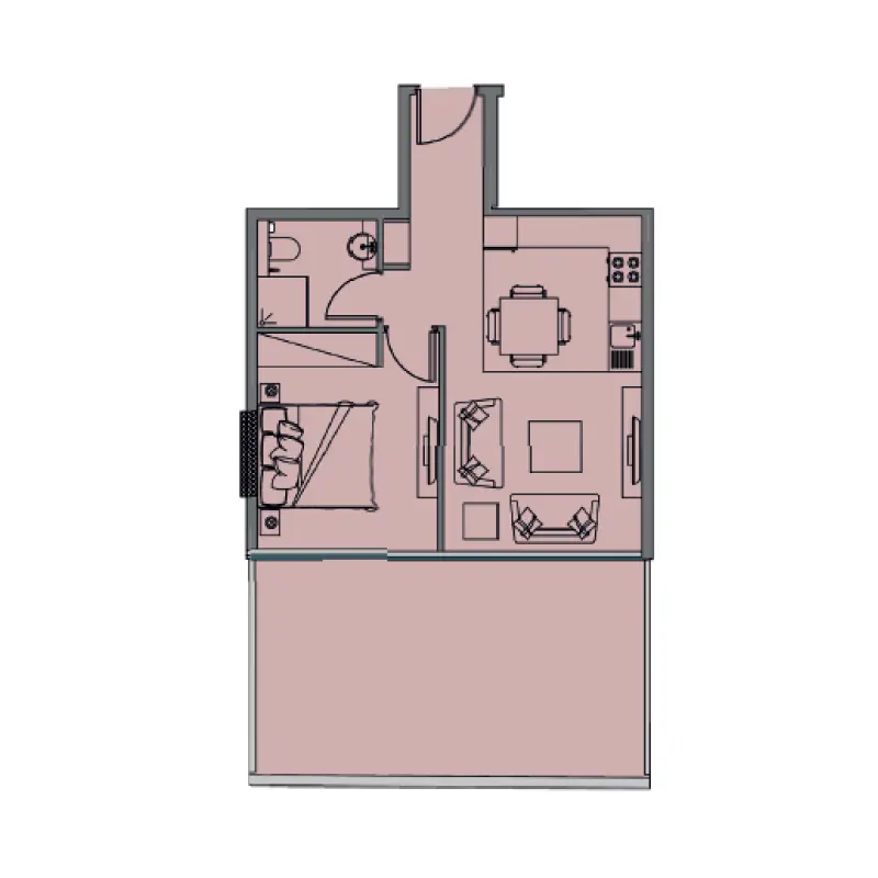 1 bedroom floor plan