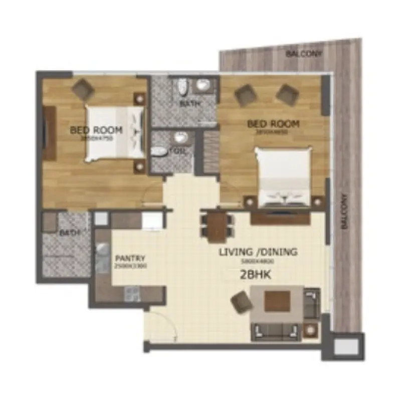 2 bedroom floor plan