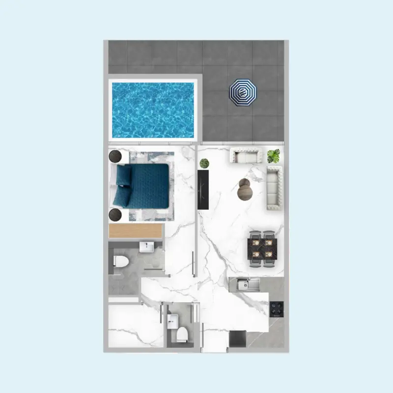 1 bedroom floor plan
