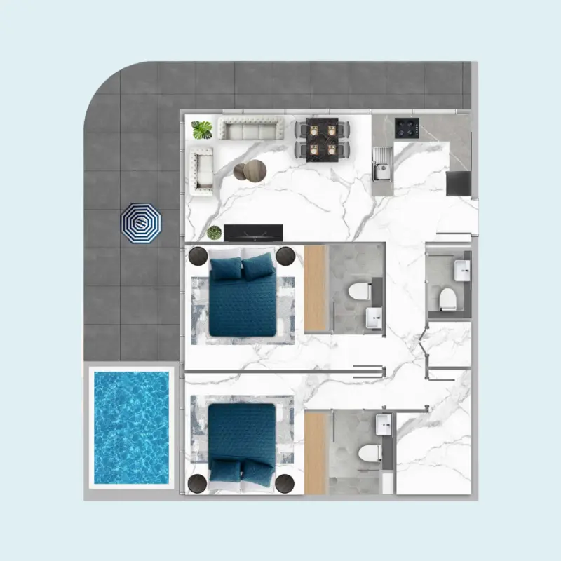 2 bedroom floor plan
