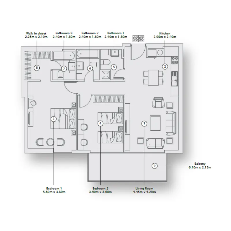 2 bedroom floor plan
