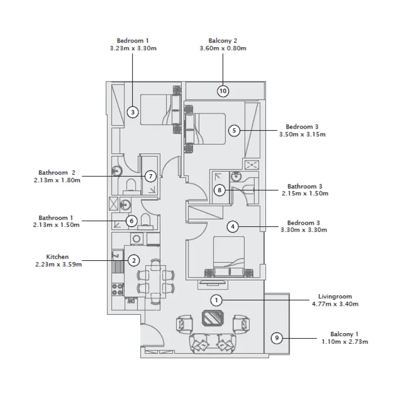 3 bedroom floor plan