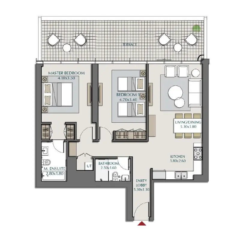 2 bedroom floor plan