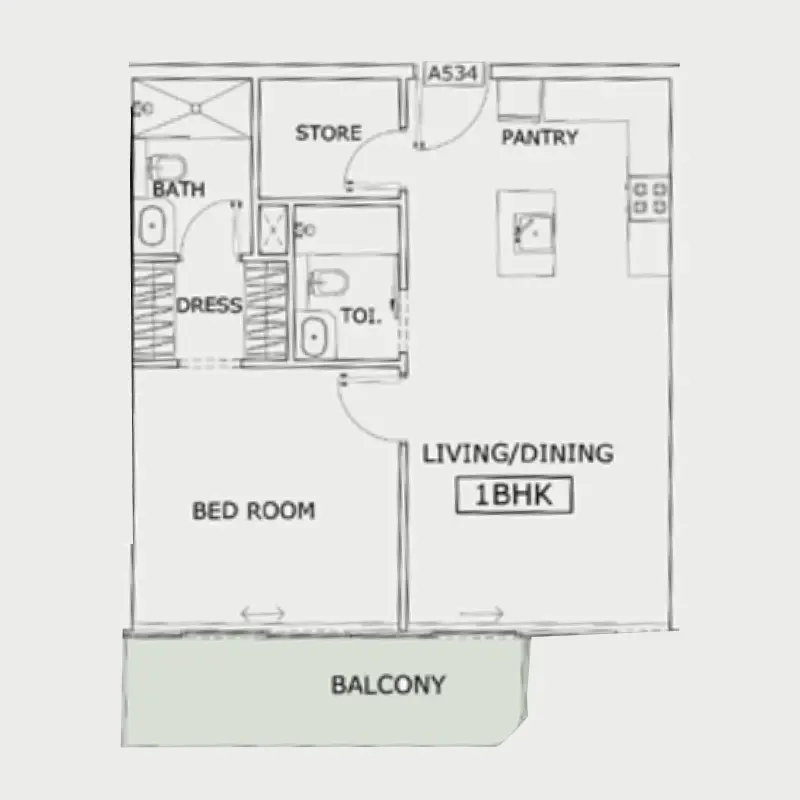 1 bedroom floor plan