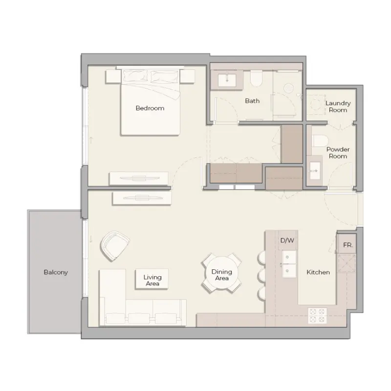 1 bedroom floor plan