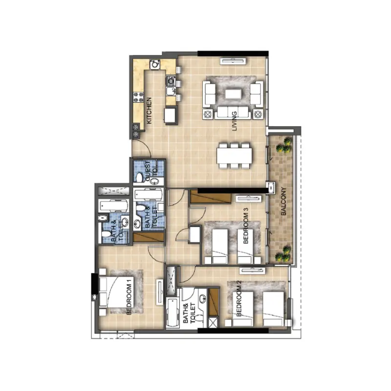3 bedroom floor plan