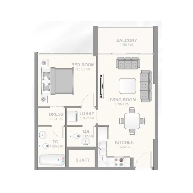 1 bedroom floor plan