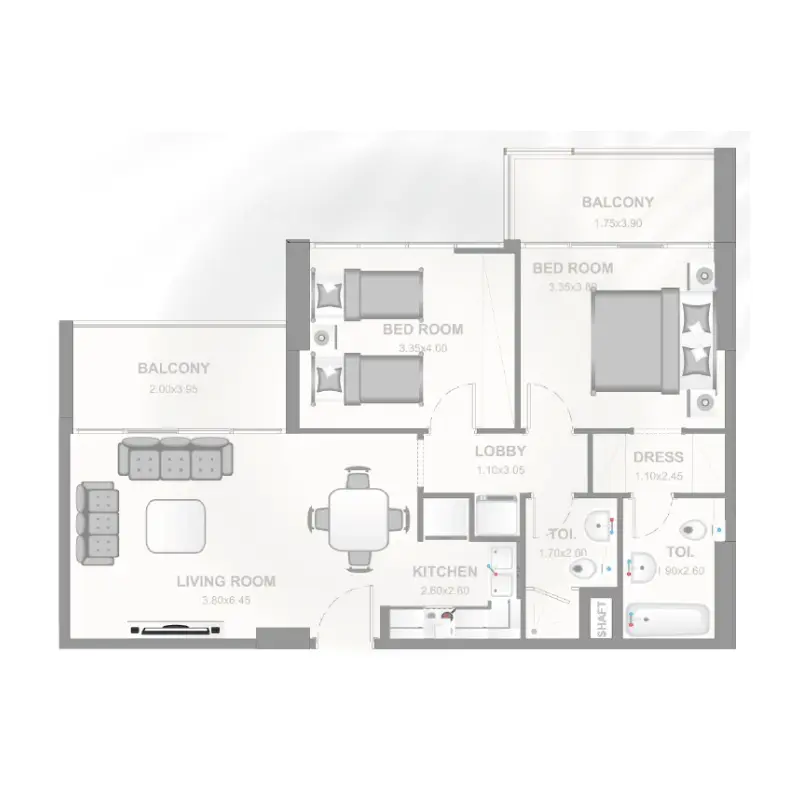2 bedroom floor plan