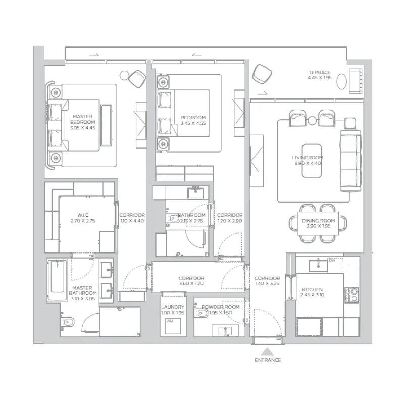 2 bedroom floor plan