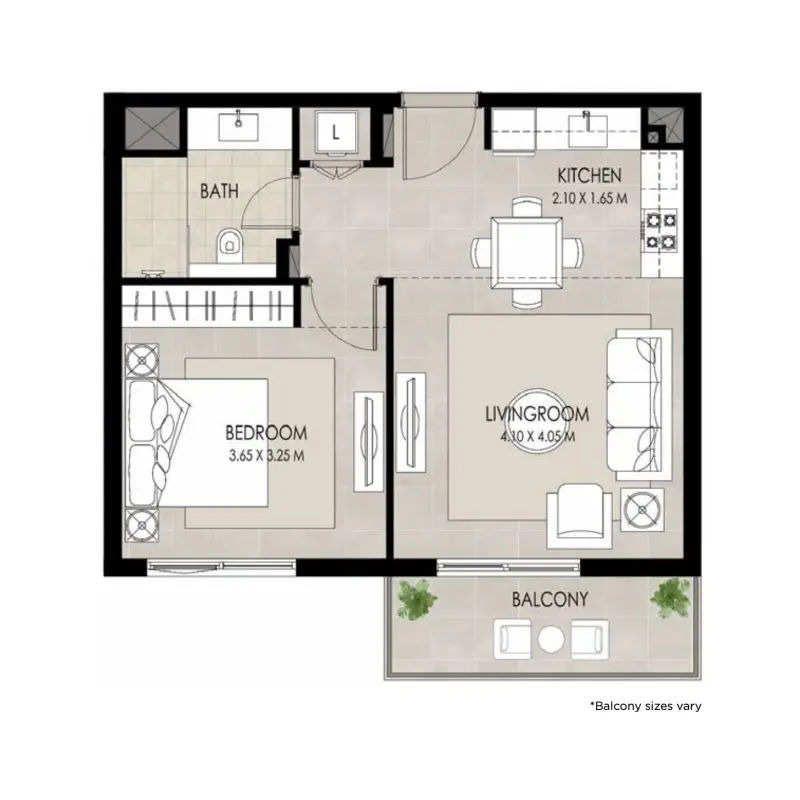 1 bedroom floor plan