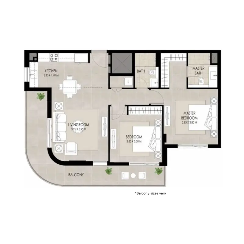 2 bedroom floor plan