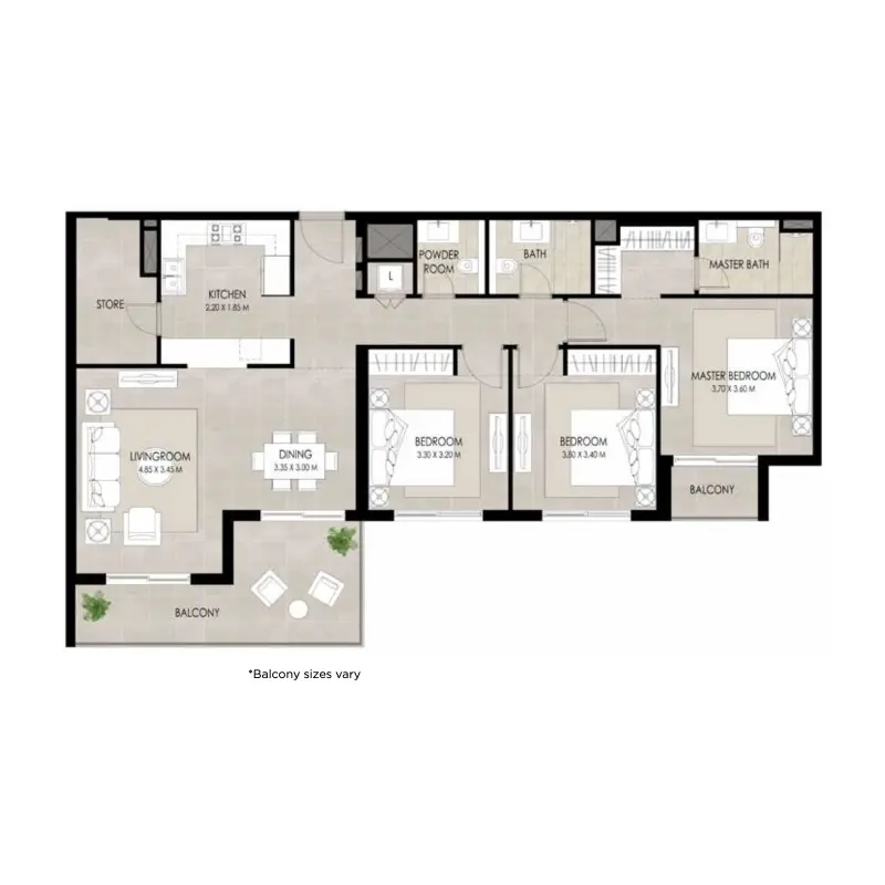3 bedroom floor plan