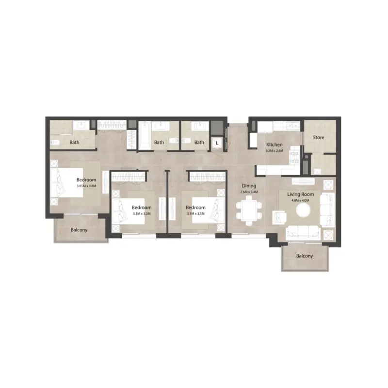 3 bedroom floor plan