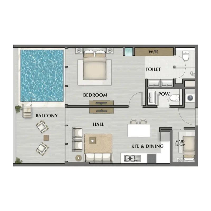 1 bedroom floor plan