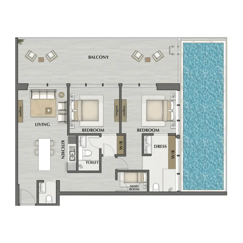 2 bedroom floor plan
