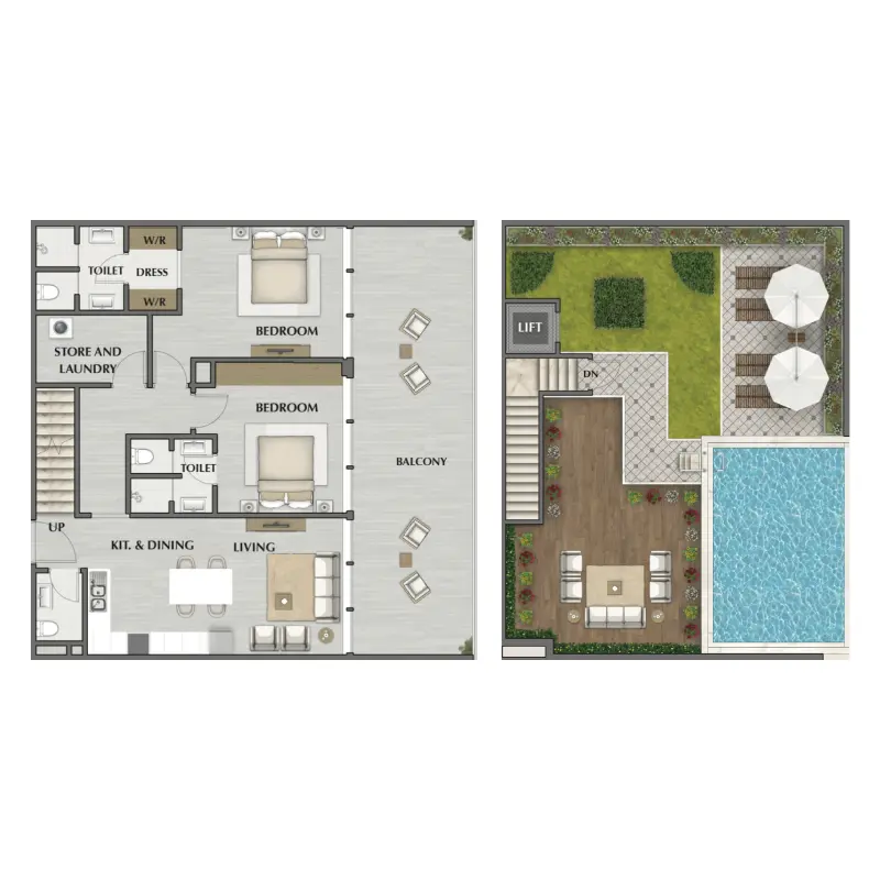 2 bedroom floor plan