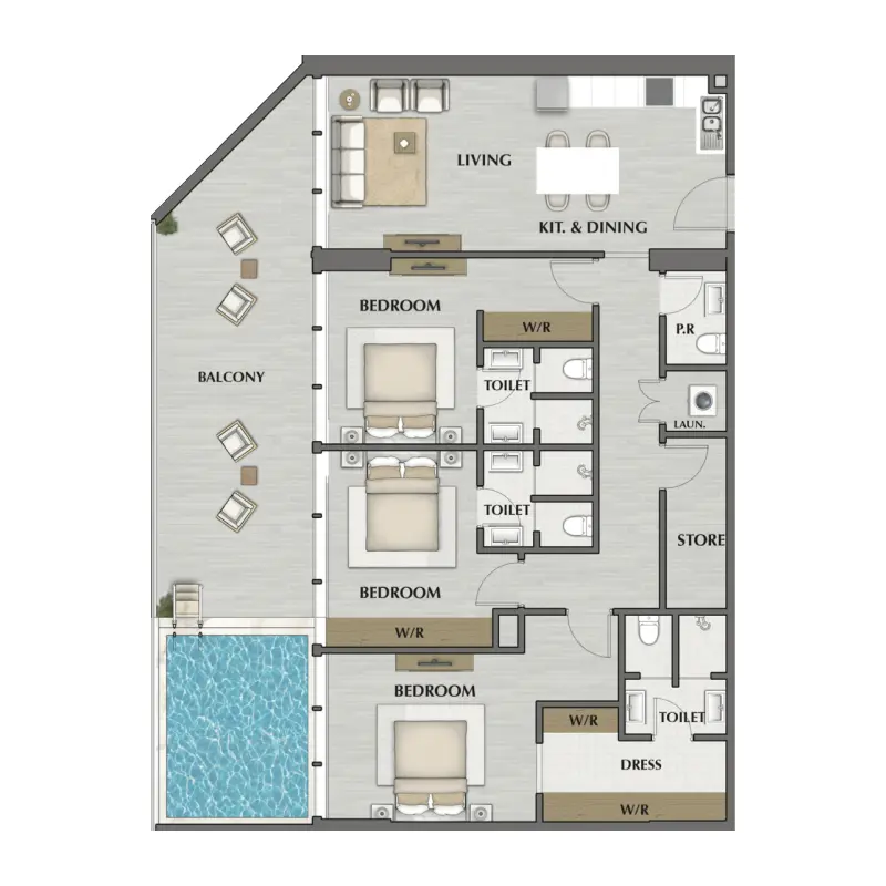 3 bedroom floor plan