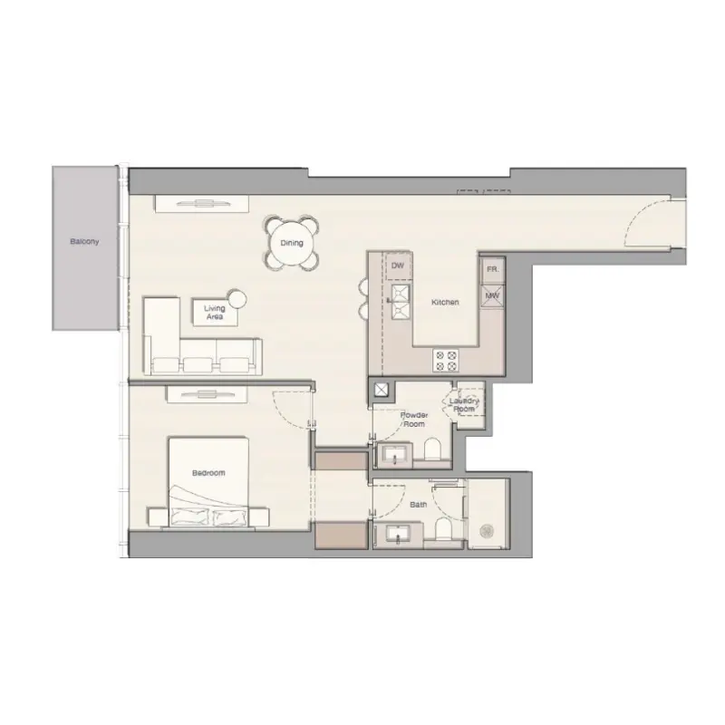 1 bedroom floor plan