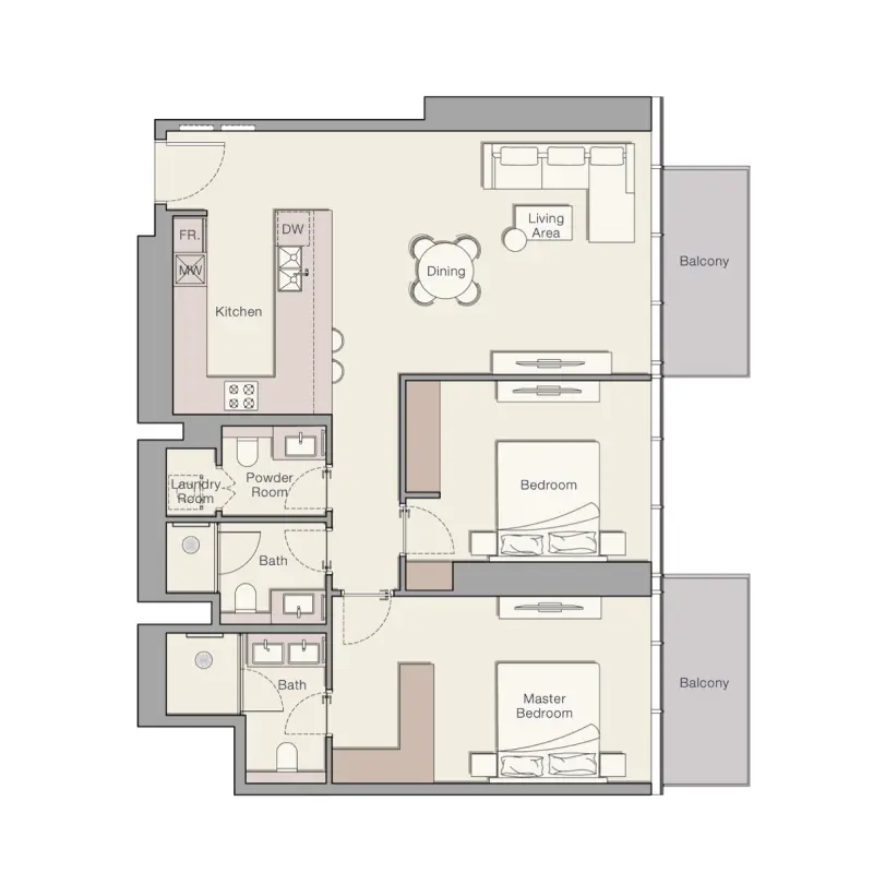 2 bedroom floor plan