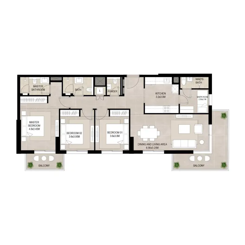 3 bedroom floor plan