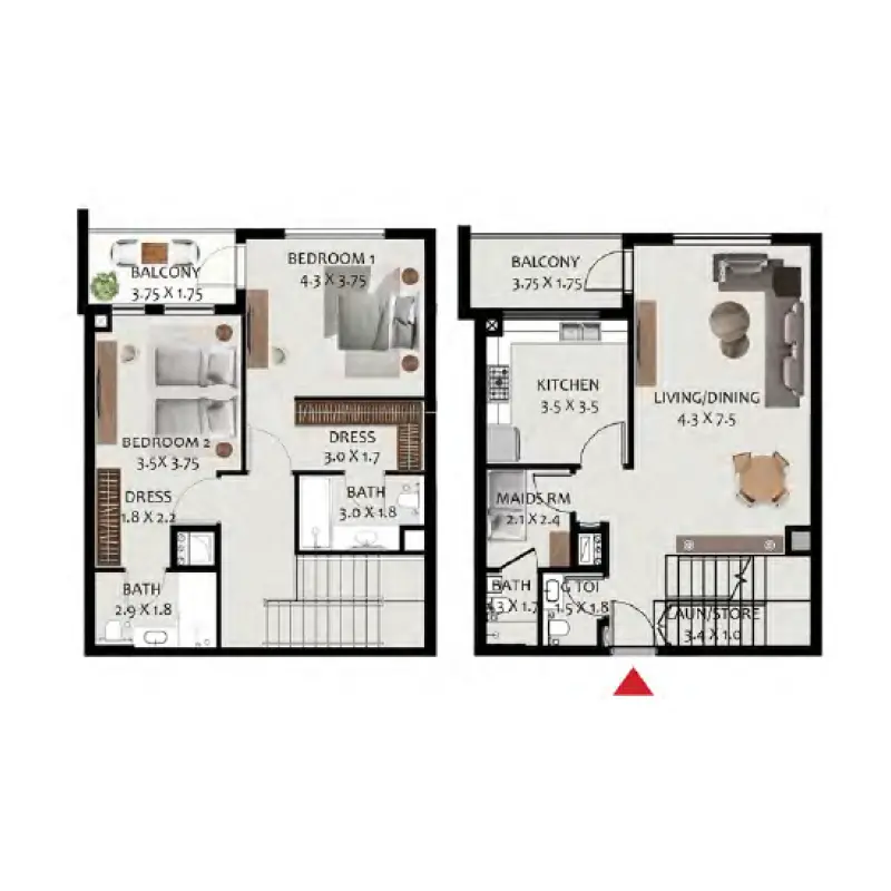 2 bedroom floor plan