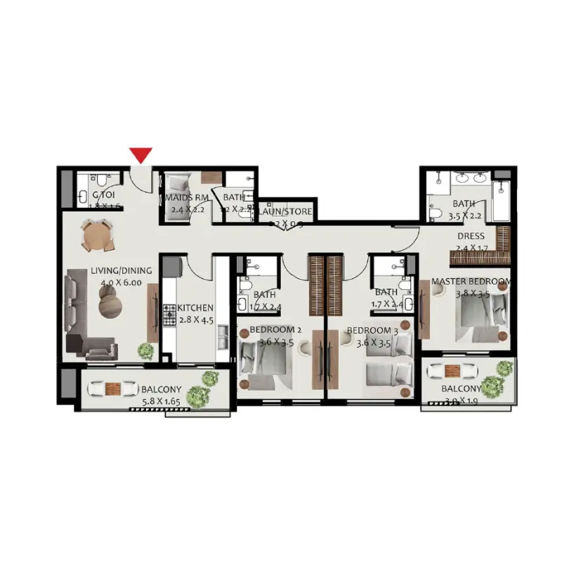 3 bedroom floor plan
