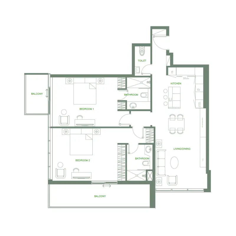 2 bedroom floor plan