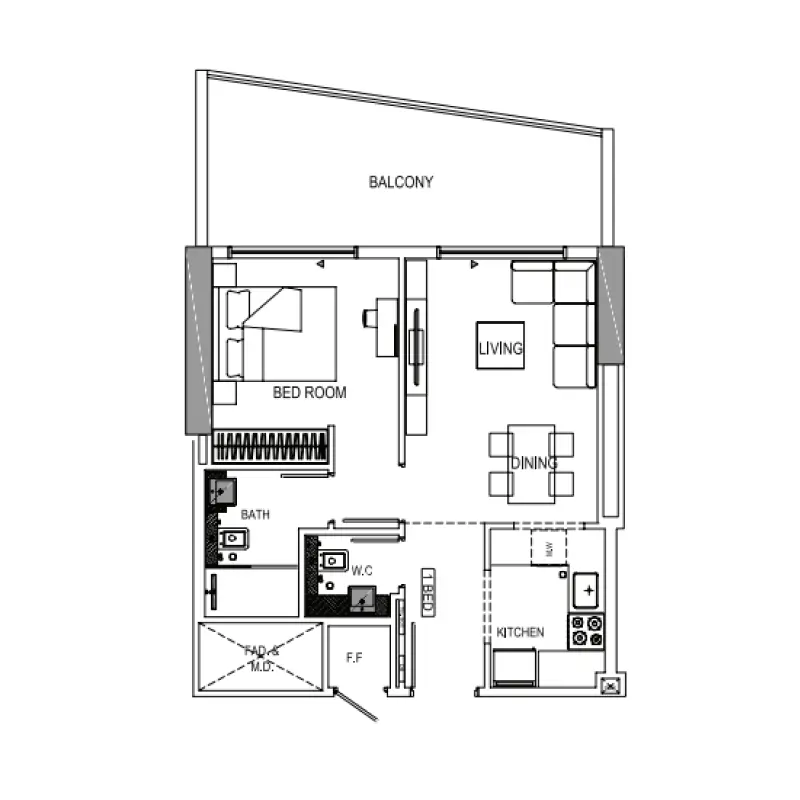 1 bedroom floor plan