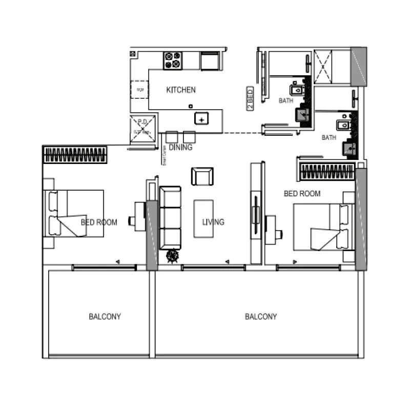 2 bedroom floor plan