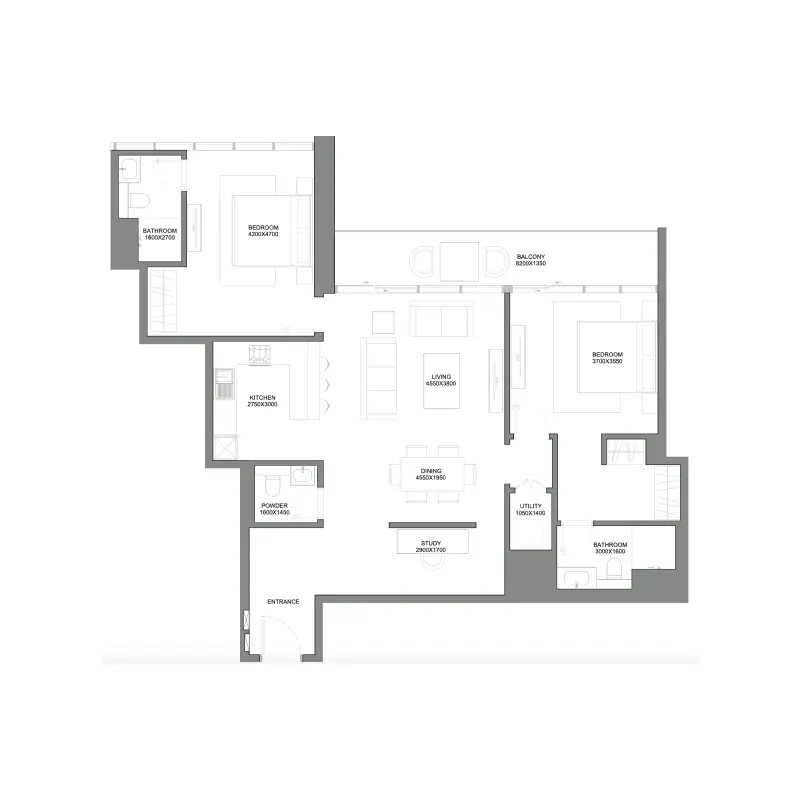 2,5 bedroom floor plan