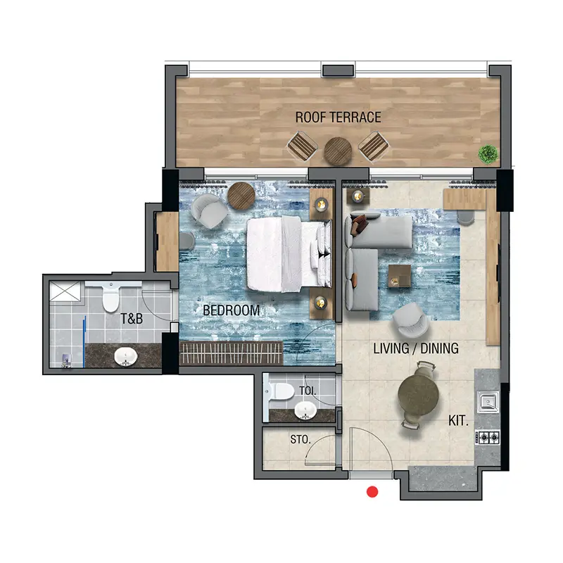 1 bedroom floor plan
