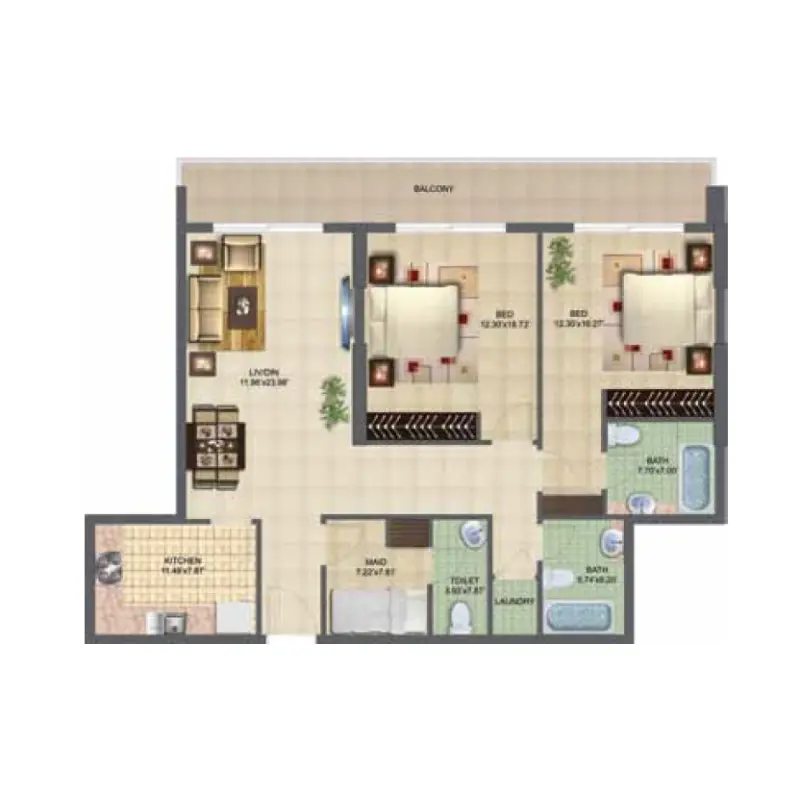 2 bedroom floor plan