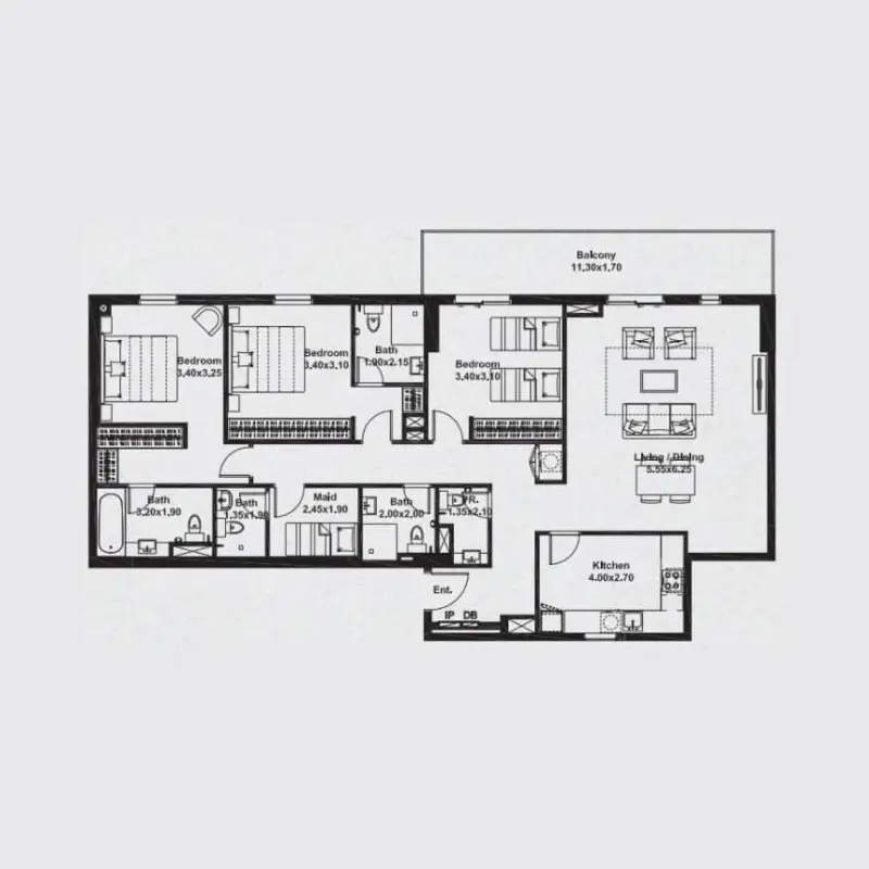 3 bedroom floor plan