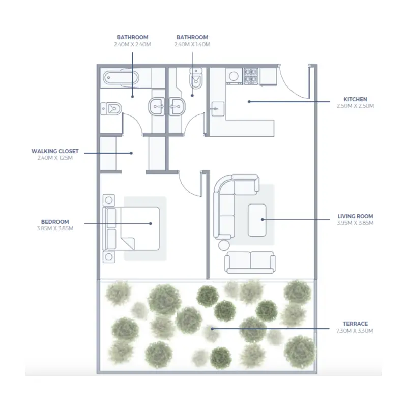 2 bedroom floor plan