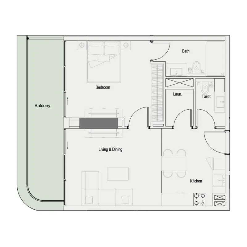 1 bedroom floor plan