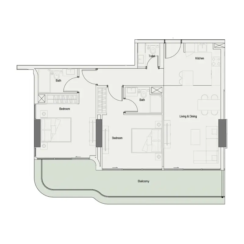 2 bedroom floor plan