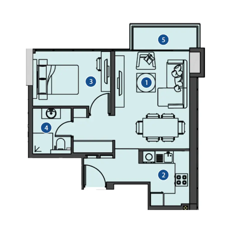1 bedroom floor plan