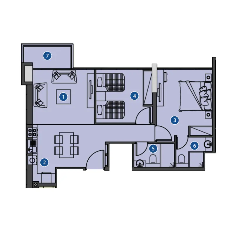 2 bedroom floor plan