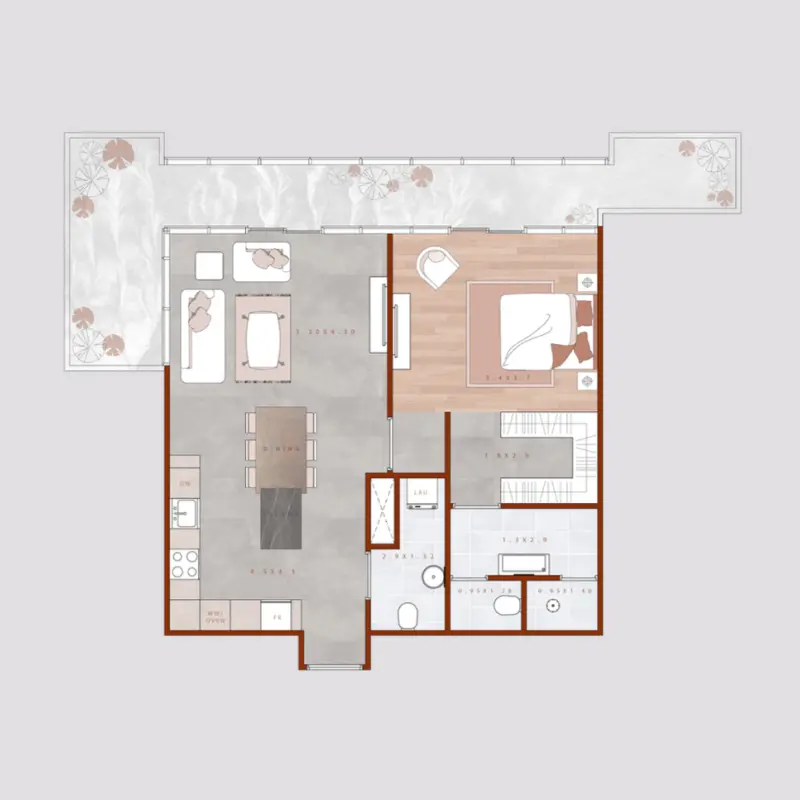 1 bedroom floor plan