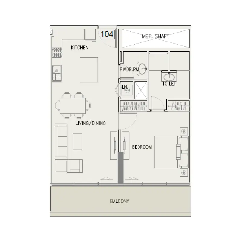 1 bedroom floor plan