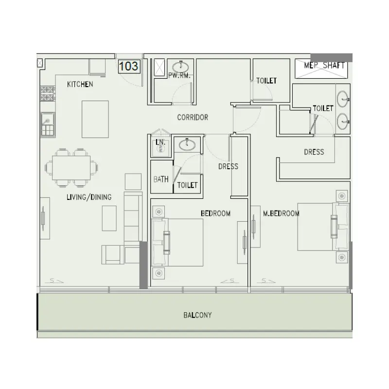 2 bedroom floor plan