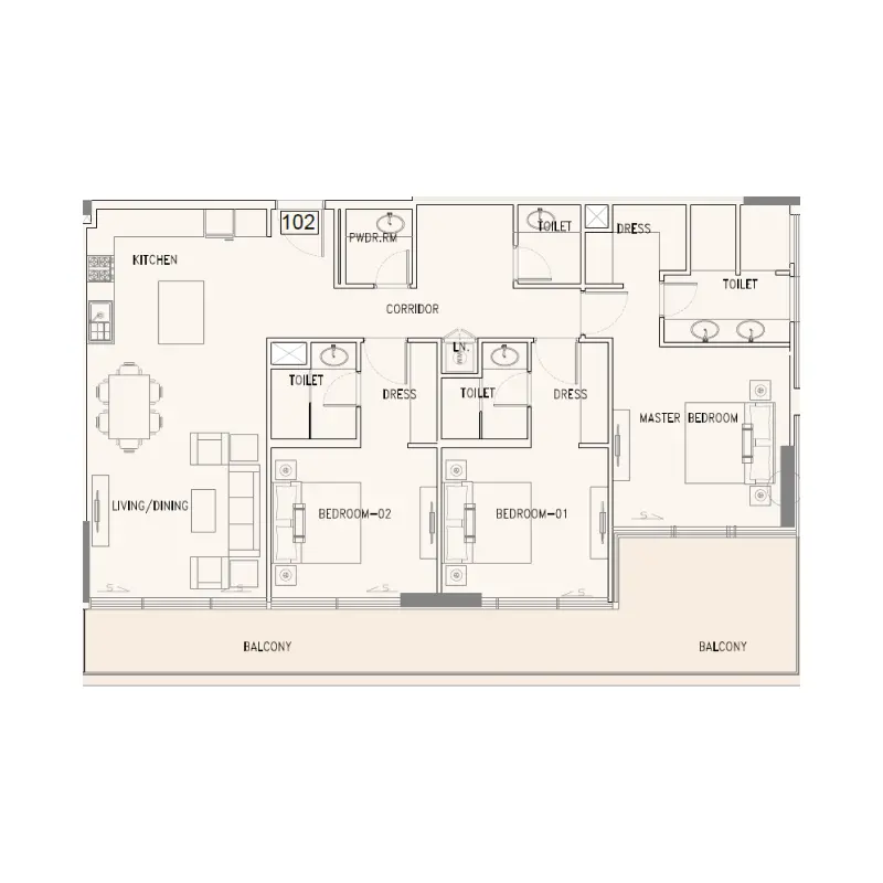 3 bedroom floor plan